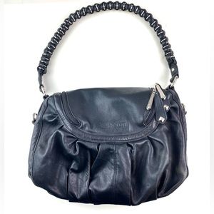 Allison Scott Jamie Black Genuine Leather Women Braided Handle Shoulder Bag